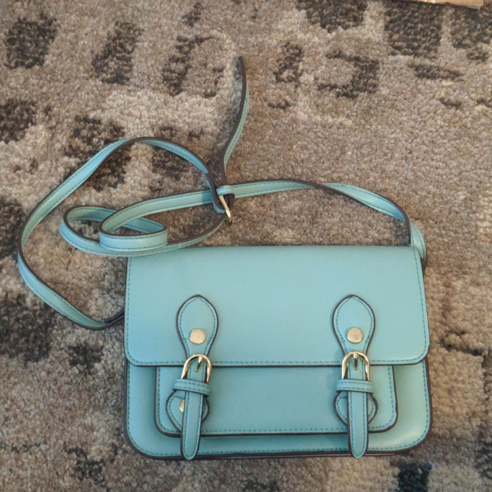 Steven by Steve Madden Cross Body Clutch in a blue green aqua color